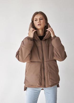 Куртка зимова вільного фасону, тепла куртка оверсайз, куртка з капюшоном, дута куртка, три кольори1 фото