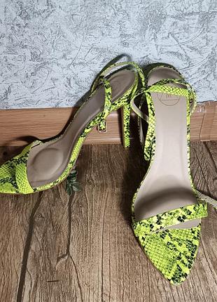 Салатові босоніжки в зміїному принті