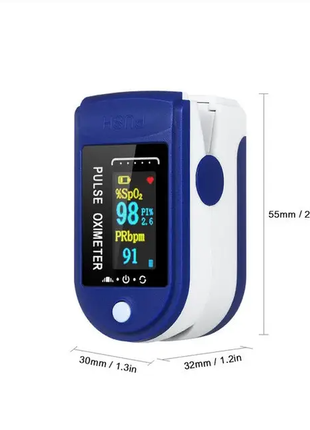 Пульсоксиметр pulse oximeter синьо-білий4 фото