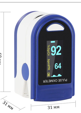 Пульсоксиметр pulse oximeter синьо-білий6 фото