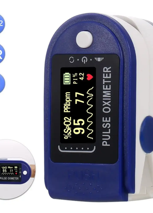 Пульсоксиметр pulse oximeter cине-белый7 фото