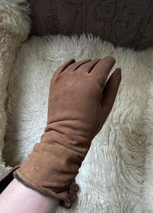 Новые кожаные замшевые зимние перчатки на среднюю руку 8 р3 фото