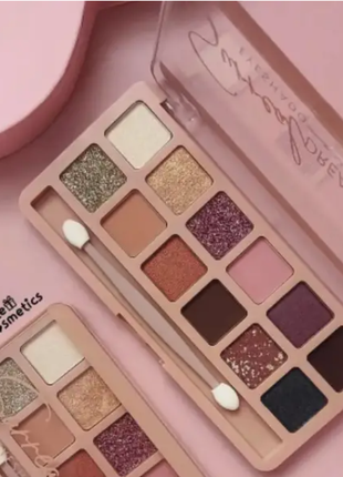 Палетка матовых, сверкающих и перламутровых теней 12 оттенков dodo girl surreal dream (в)