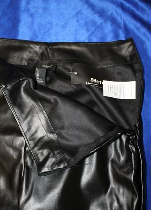 Сексуальные удлиненные брюки лосины леггинсы с разрезами эко кожа латекс кетсьют...