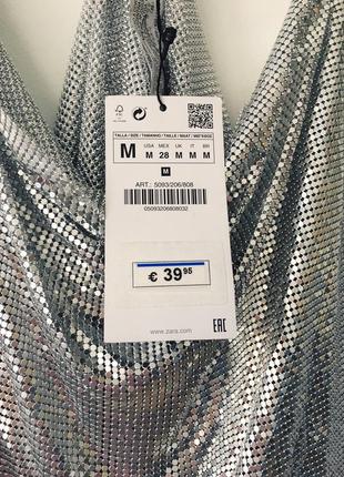 Новый шикарный топ кольчуга zara металлик chainmail top5 фото