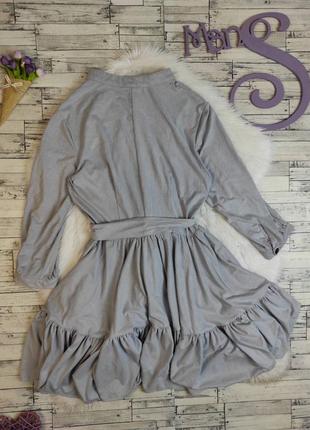 Женское платье серое замша стрейч дайвинг на пуговицах с поясом рукав три четверти размер 46 м4 фото