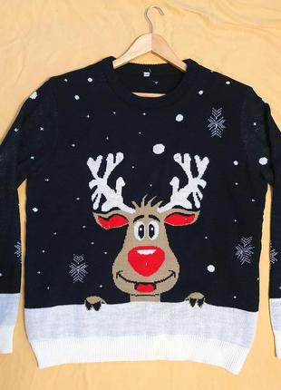 Новогодняя рождественская кофта свитер пуловер с диодной подсветкой