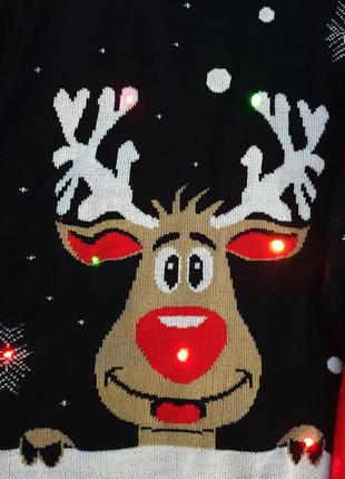 Новогодняя рождественская кофта свитер пуловер с диодной подсветкой