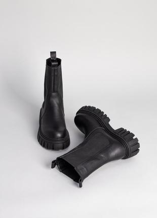 Челси женские кожаные черные высокие зимние2 фото