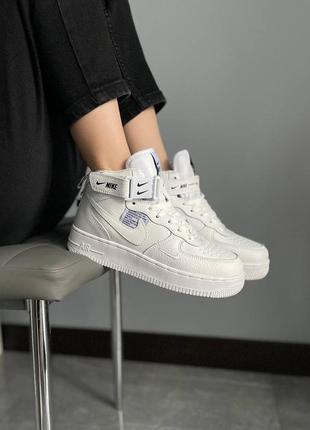 Женские зимние белые кроссовки nike air force 🆕 высокие кожаные найки с мехом