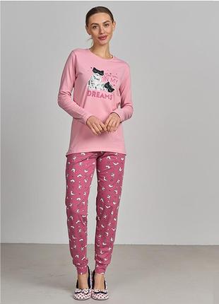Жіноча піжама два коти рожеві 12128