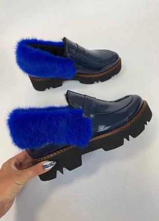 Лоферы с натуральным мехом норки