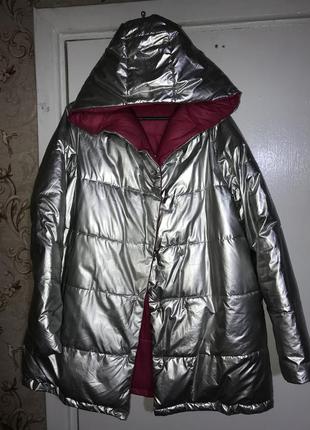 Пуховик дуже теплий куртка курточка зима двостороння зимова плащ
