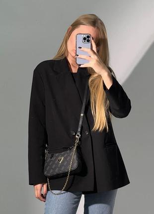 Женская невеличка  черная сумка guess с ремнем через плечо 🆕компактна сумка2 фото