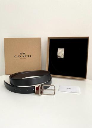 Coach signature plaque harness cut to size belt мужской брендовый ремень пояс подарочный набор на подарок мужу парню