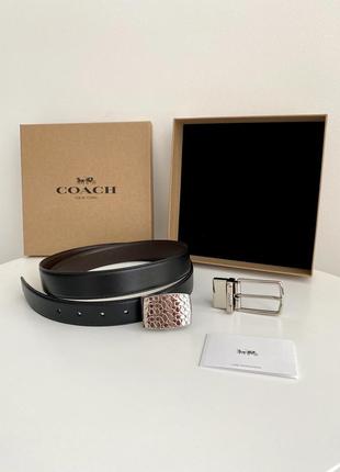 Coach signature plaque harness cut to size belt мужской брендовый ремень пояс подарочный набор на подарок мужу парню2 фото