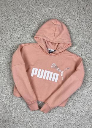 Дитяче вкорочене оверсайзне худі толстовка кофта puma на флісі