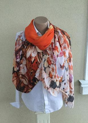 Большой,шёлковый шарф,палантин,платок в цветочный принт3 фото
