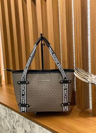 Сумка большая коричневая женская в стиле michael kors сумка майкл корс
