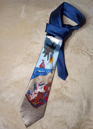 Галстук, краватка новорічний принт, дід мороз4 фото