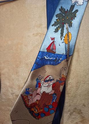 Галстук, краватка новорічний принт, дід мороз5 фото