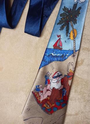 Галстук, краватка новорічний принт, дід мороз2 фото