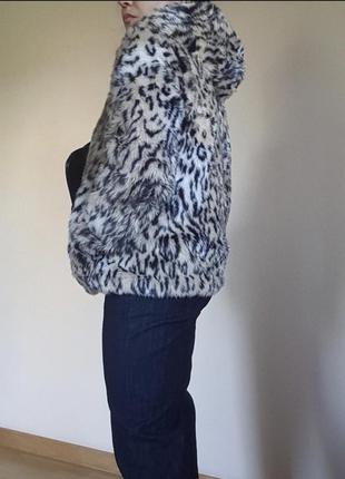 Шуба куртка с капюшоном леопард6 фото