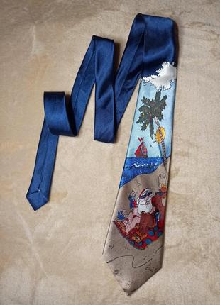 Галстук, краватка новорічний принт, дід мороз