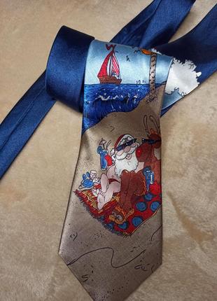 Галстук, краватка новорічний принт, дід мороз3 фото