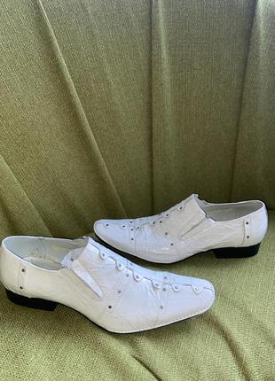 Лакові білі туфлі чоловічі 45 розмір8 фото