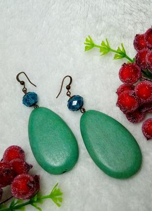 Сережки ексклюзив ексклюзив кришталь і дерево ( без повторів ) hendmade