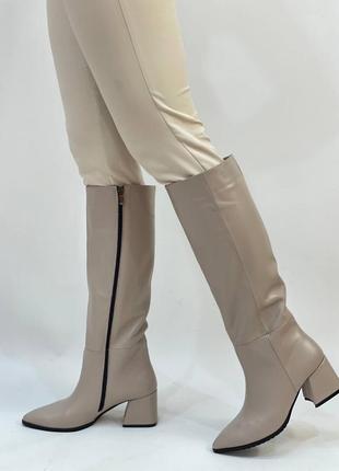 Шкіряні зимові чоботи на підборах з натуральної шкіри кожаные зимние сапоги на каблуке натуральная кожа8 фото