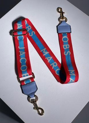 Ремінь для сумочки марк джейкобс кольоровий блакитний червоний marc jacobs blue red плечовий ремінець для сумки2 фото