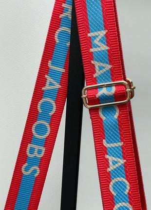 Ремінь для сумочки марк джейкобс кольоровий блакитний червоний marc jacobs blue red плечовий ремінець для сумки5 фото