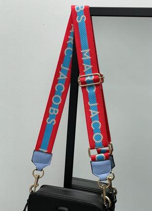 Ремінь для сумочки марк джейкобс кольоровий блакитний червоний marc jacobs blue red плечовий ремінець для сумки6 фото