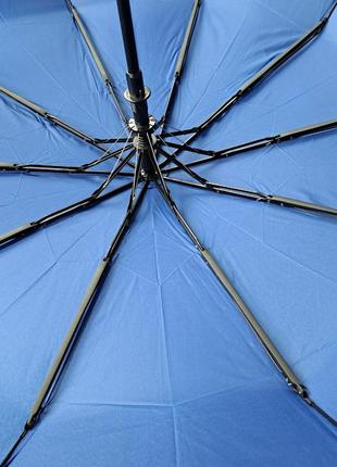 Жіноча парасолька напівавтомат на 10 спиць синя6 фото