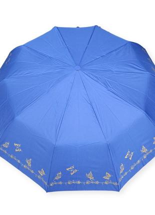 Жіноча парасолька напівавтомат на 10 спиць синя1 фото
