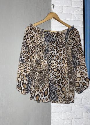 Блуза пліссе у леопардовий принт3 фото