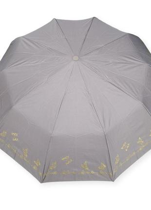 Женский зонт полуавтомат на 10 спиц светло-серый