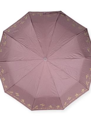 Жіноча парасолька напівавтомат на 10 спиць коричнева2 фото