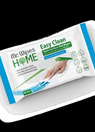 Вологі серветки для прибирання mr. wipes «бриз океану», 40 шт.