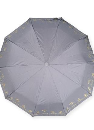 Жіноча парасолька напівавтомат на 10 спиць темно-сіра2 фото