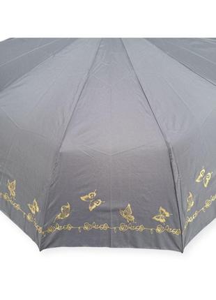 Жіноча парасолька напівавтомат на 10 спиць темно-сіра3 фото