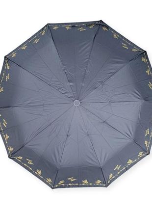 Жіноча парасолька напівавтомат на 10 спиць чорна2 фото