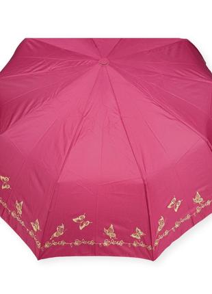 Женский зонт полуавтомат на 10 спиц бордовый2 фото