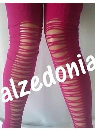 Плотные чулки -ботфорты с декором calzedonia италия  s/m, m/l, цвет фуксия