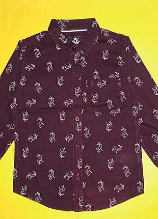 Красивая рубашка в новогодний принт"rebel"(6-7)