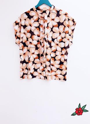Винтажная рубашка блуза с завязками на горловине большой размер батал1 фото
