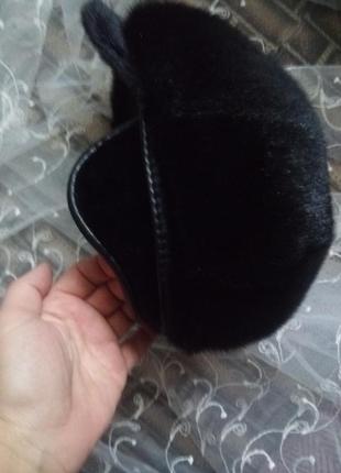 Шапка кепка ушанка с натурального меха нерпы зимняя3 фото
