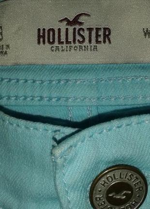 Модные, стильные коттоновые бирюзового цвета шорты hollister , размер w26.3 фото